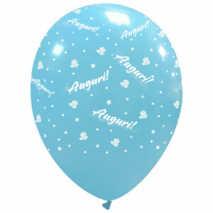 10 Palloncini Azzurro " Auguri"