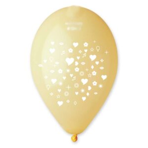 10 Palloncini Generico Simboli Cuoricini Giallo Chiaro